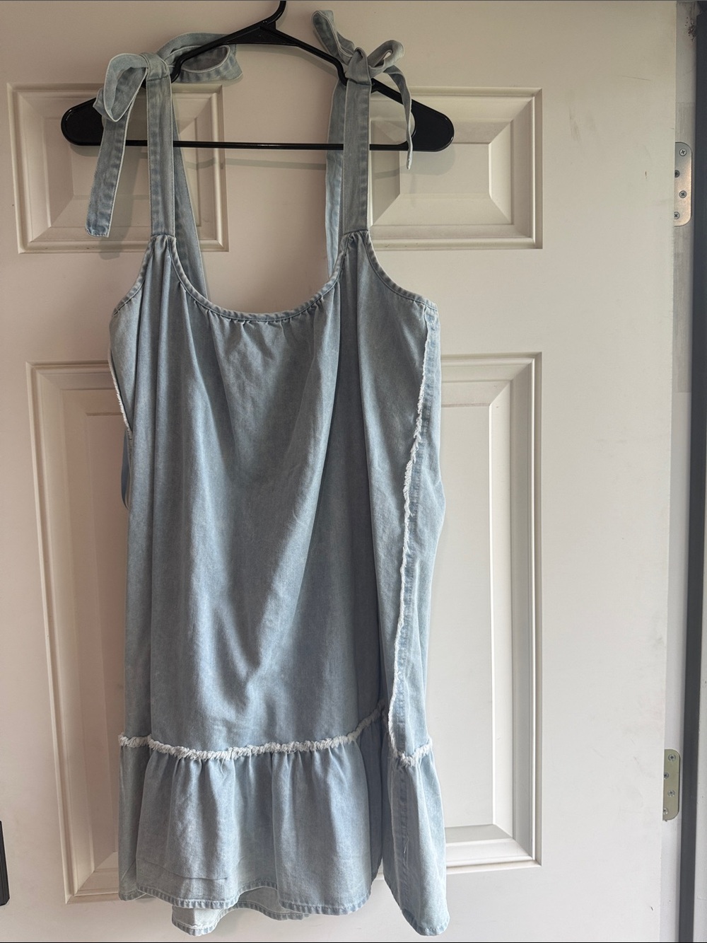 Dry Goods Light Blue Tie-Shoulder Mini Dress